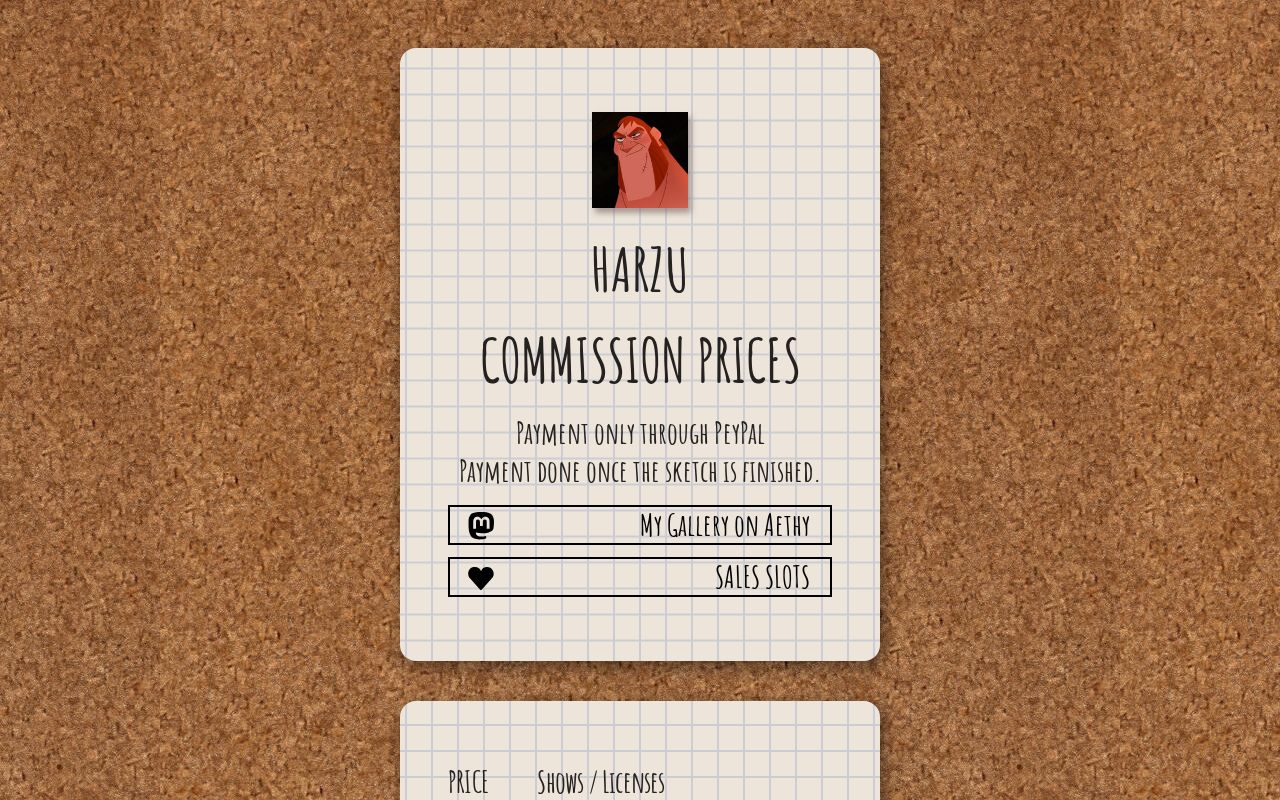 Harzu Price Sheet